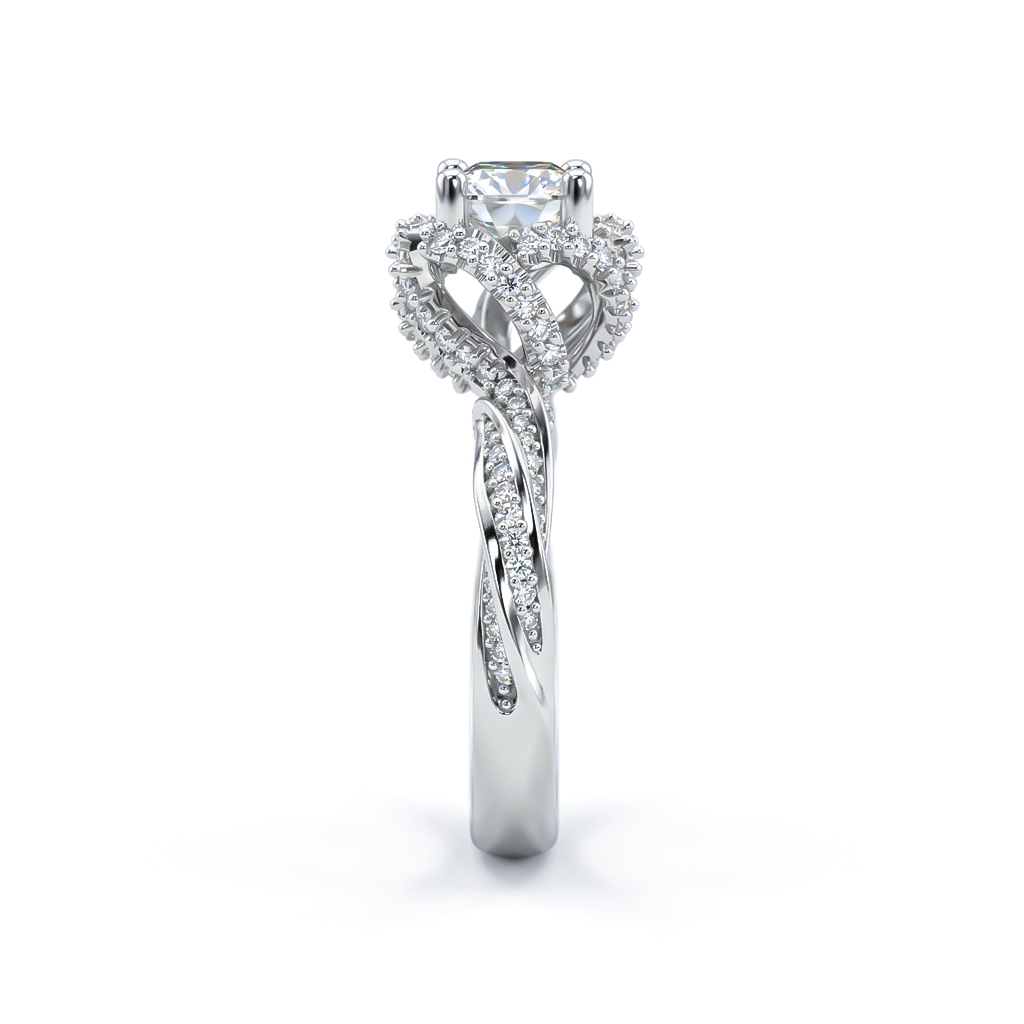 1.61ct TCW Elegant Round Cut VVS Moissanite Twisted Engagement Ring