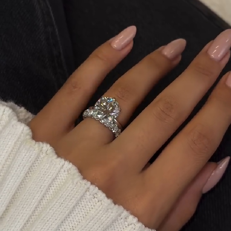 3.3Ct VVS1 Moissanite Brilliant Round Cut Solitaire Engagement Ring with Eternity Wedding Band Ring Set 3.3Ct VVS1 Moissanite Brilliant Round Cut Solitaire Engagement Ring with Eternity Wedding Band Ring Set