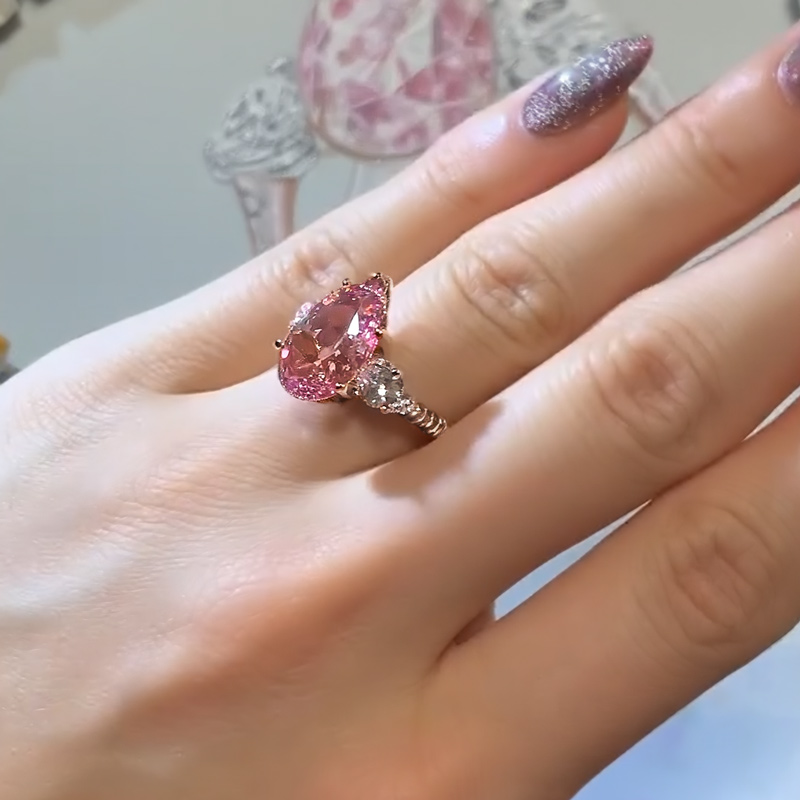 2.6CT Pear Cut Pink Gemstone Three Stone Engagement Ring 2.6CT Pear Cut Pink Gemstone Three Stone Engagement Ring