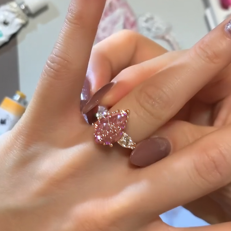 2.6CT Pear Cut Pink Gemstone Three Stone Engagement Ring 2.6CT Pear Cut Pink Gemstone Three Stone Engagement Ring
