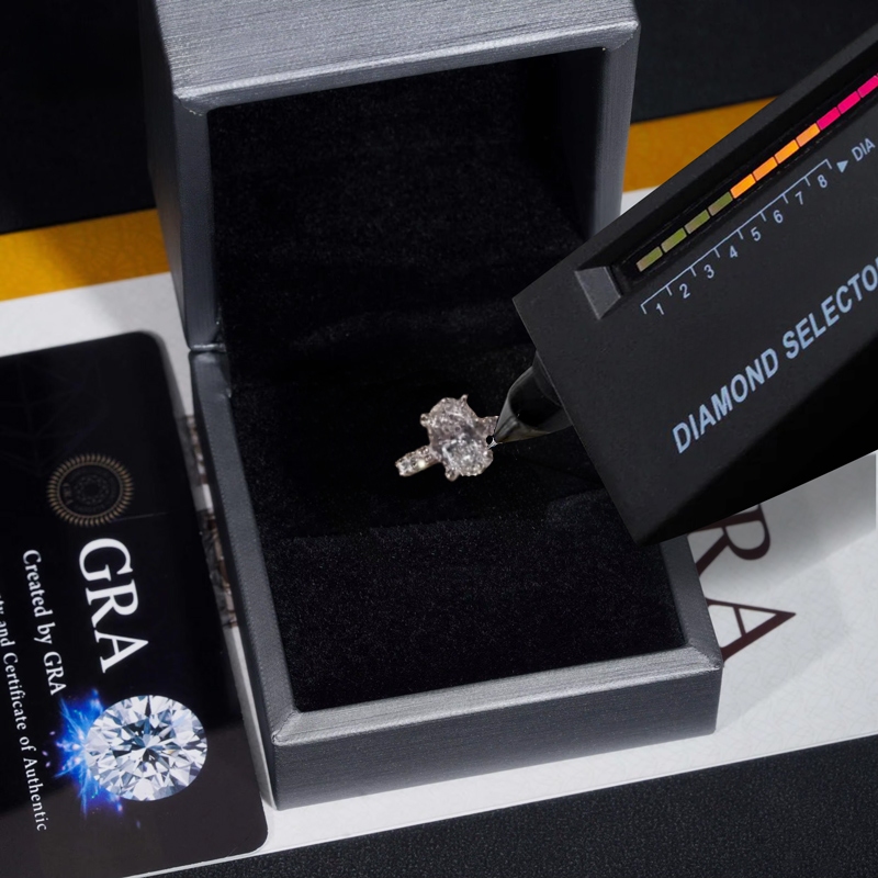 4.2 Ct Oval Cut Paved VVS1 Moissanite Engagement Ring with Cluster Wedding Band Ring Set 4.2 Ct Oval Cut Paved VVS1 Moissanite Engagement Ring with Cluster Wedding Band Ring Set