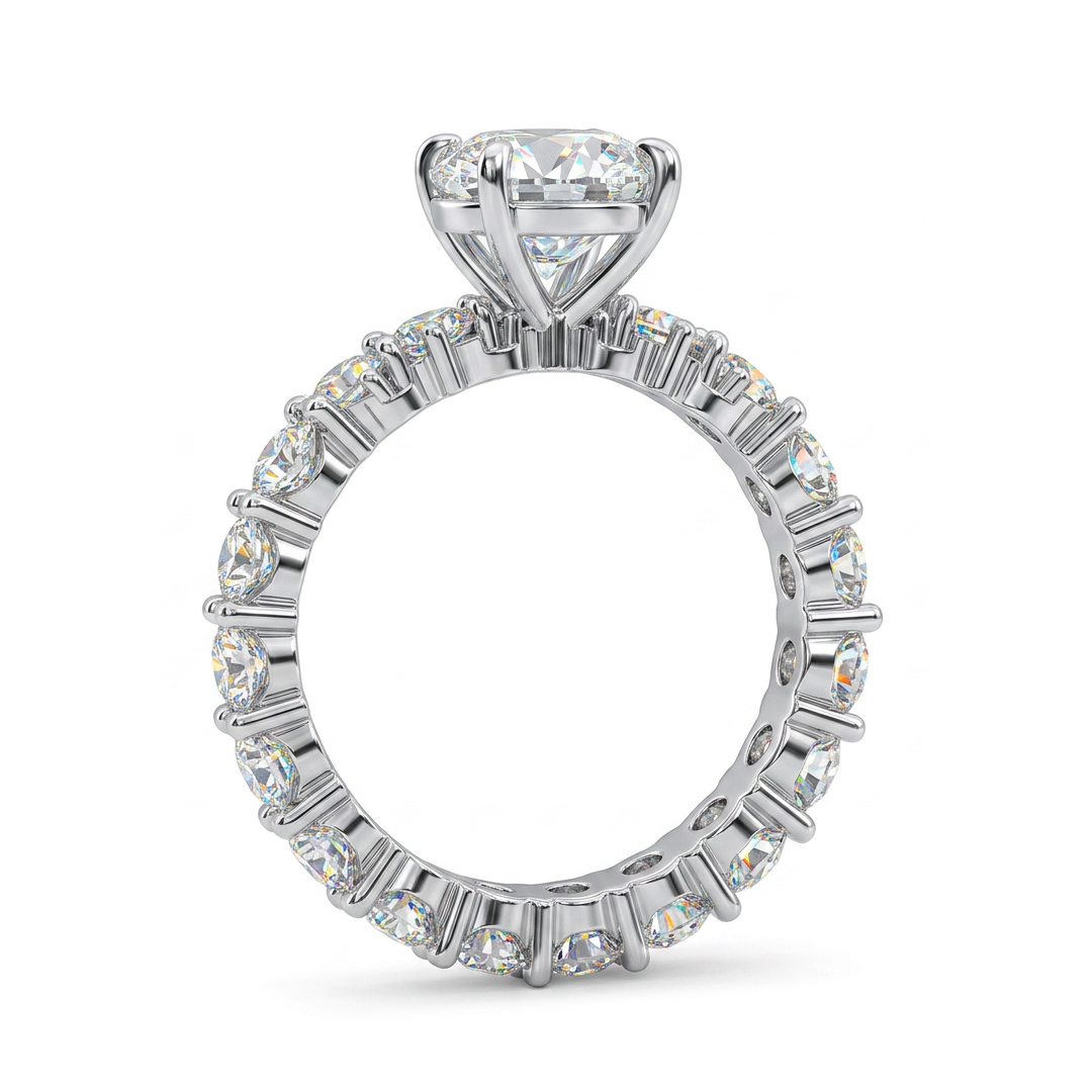 5.22ct. tw. Oval Cut Paved VVS1 Moissanite Engagement Ring with Cluster Wedding Band Ring Set
