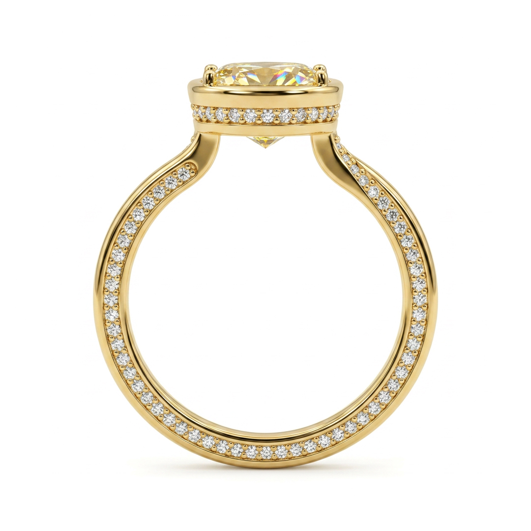 4.15ct. tw. White & Yellow Pear Cut Oval Shape Bezel Engagement Ring 4.15ct. tw. White & Yellow Pear Cut Oval Shape Bezel Engagement Ring