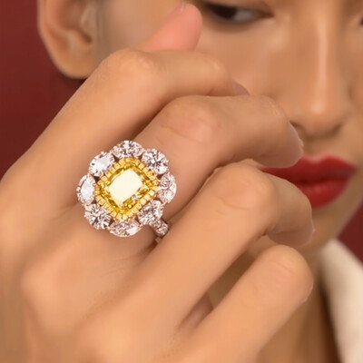 6.17CT Radiant Cut Center Stone Halo Diamond Engagement Ring