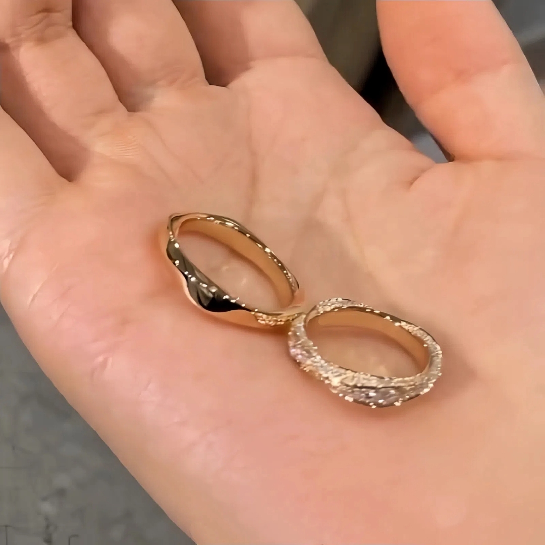 Simple Matching Couple Wedding Band Rings in S925 Sterling Silver