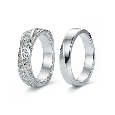 Simple Matching Couple Wedding Band Rings in S925 Sterling Silver