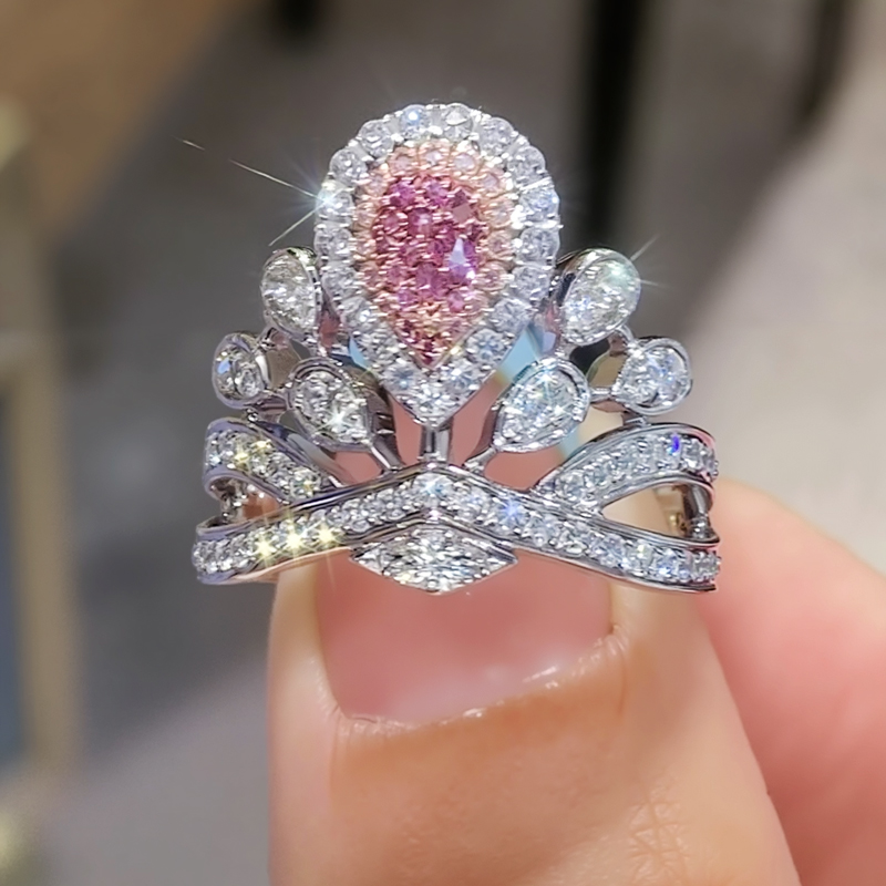 Elegant Pink and Diamond Crown Engagement Ring Elegant Pink and Diamond Crown Engagement Ring