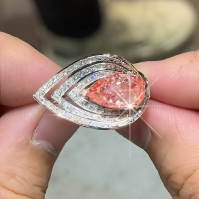 3.2CT Stunning Pink Pear Cut Diamond Engagement Ring