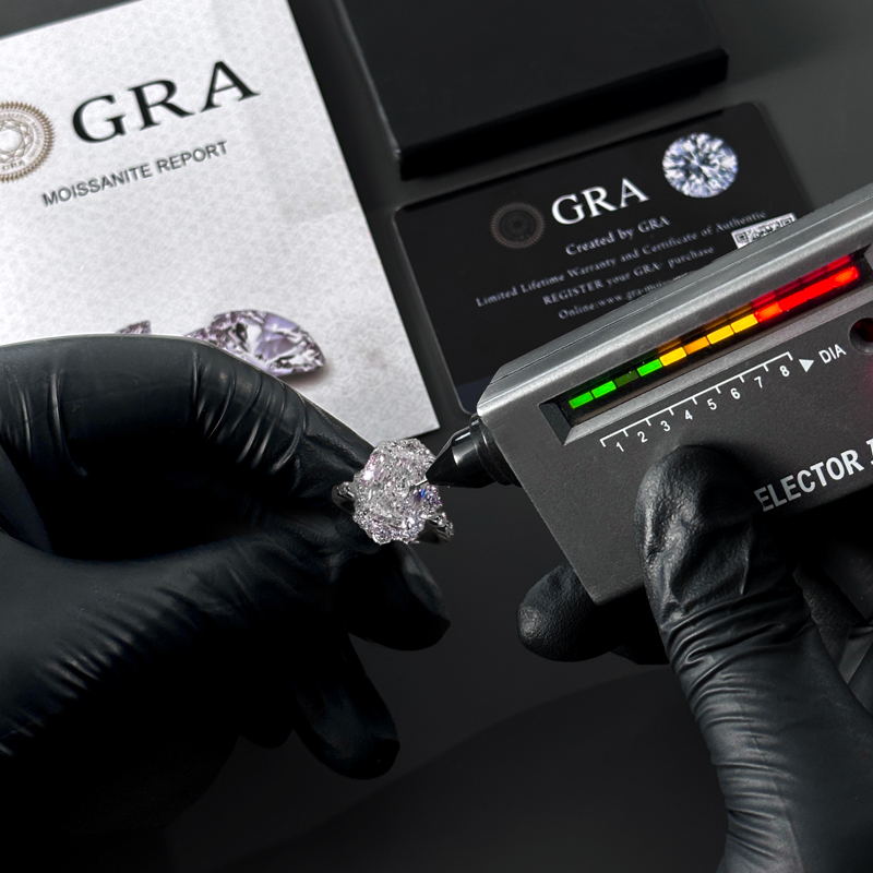 3.6CT Radiant Cut VVS Moissanite Cluster Engagement Ring