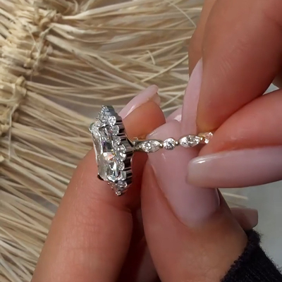 3.6CT Radiant Cut VVS Moissante Cluster Engagement Ring