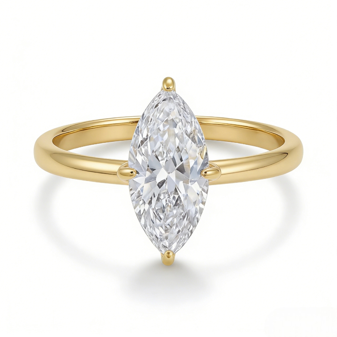 0.5ct - 5ct Solitaire Marquise Cut VVS Moissanite Engagement Ring