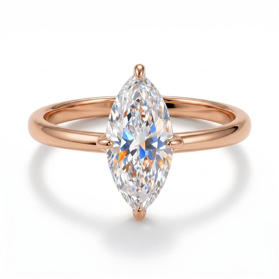 0.5ct - 5ct Solitaire Marquise Cut VVS Moissanite Engagement Ring 0.5ct - 5ct Solitaire Marquise Cut VVS Moissanite Engagement Ring