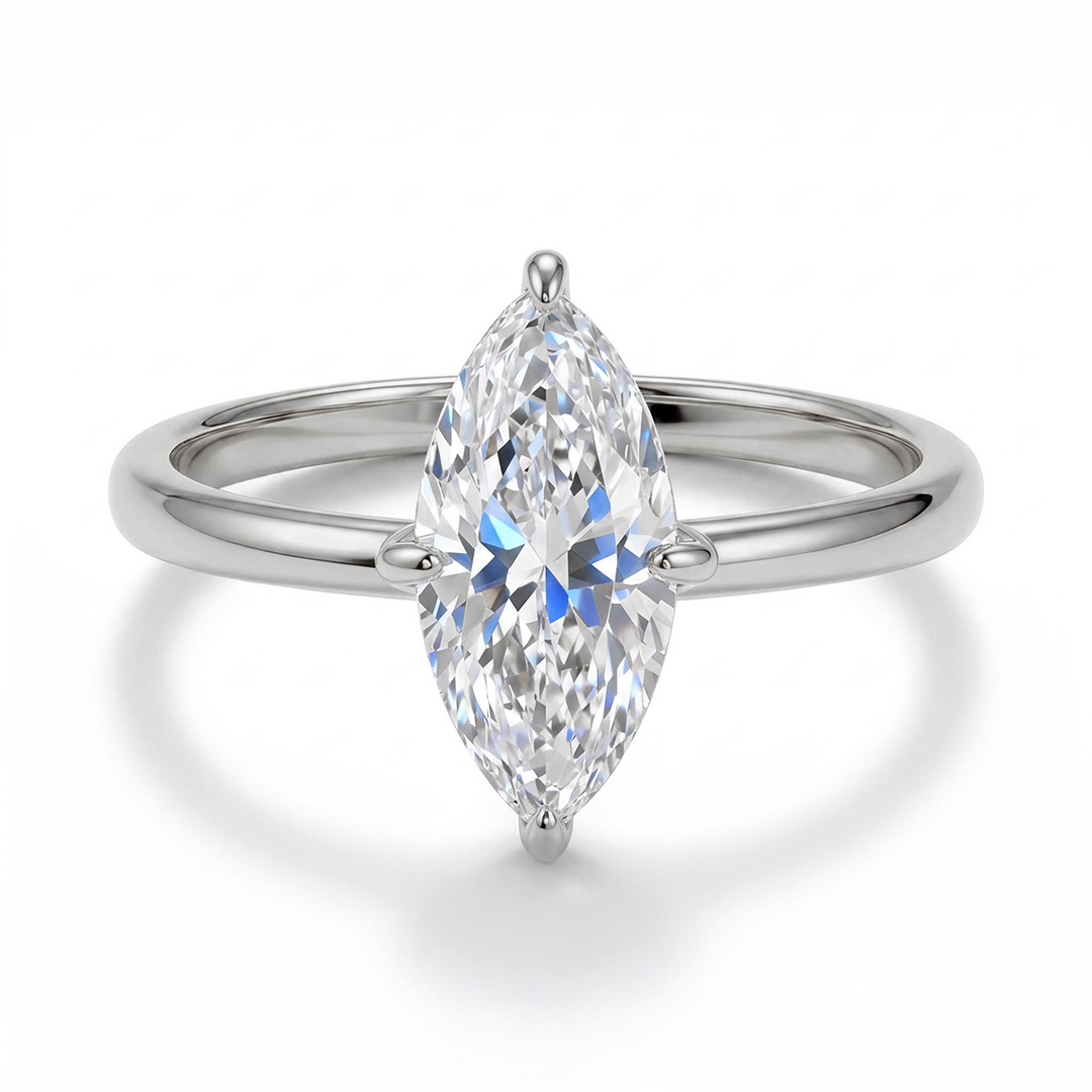 0.5ct - 5ct Solitaire Marquise Cut VVS Moissanite Engagement Ring 0.5ct - 5ct Solitaire Marquise Cut VVS Moissanite Engagement Ring