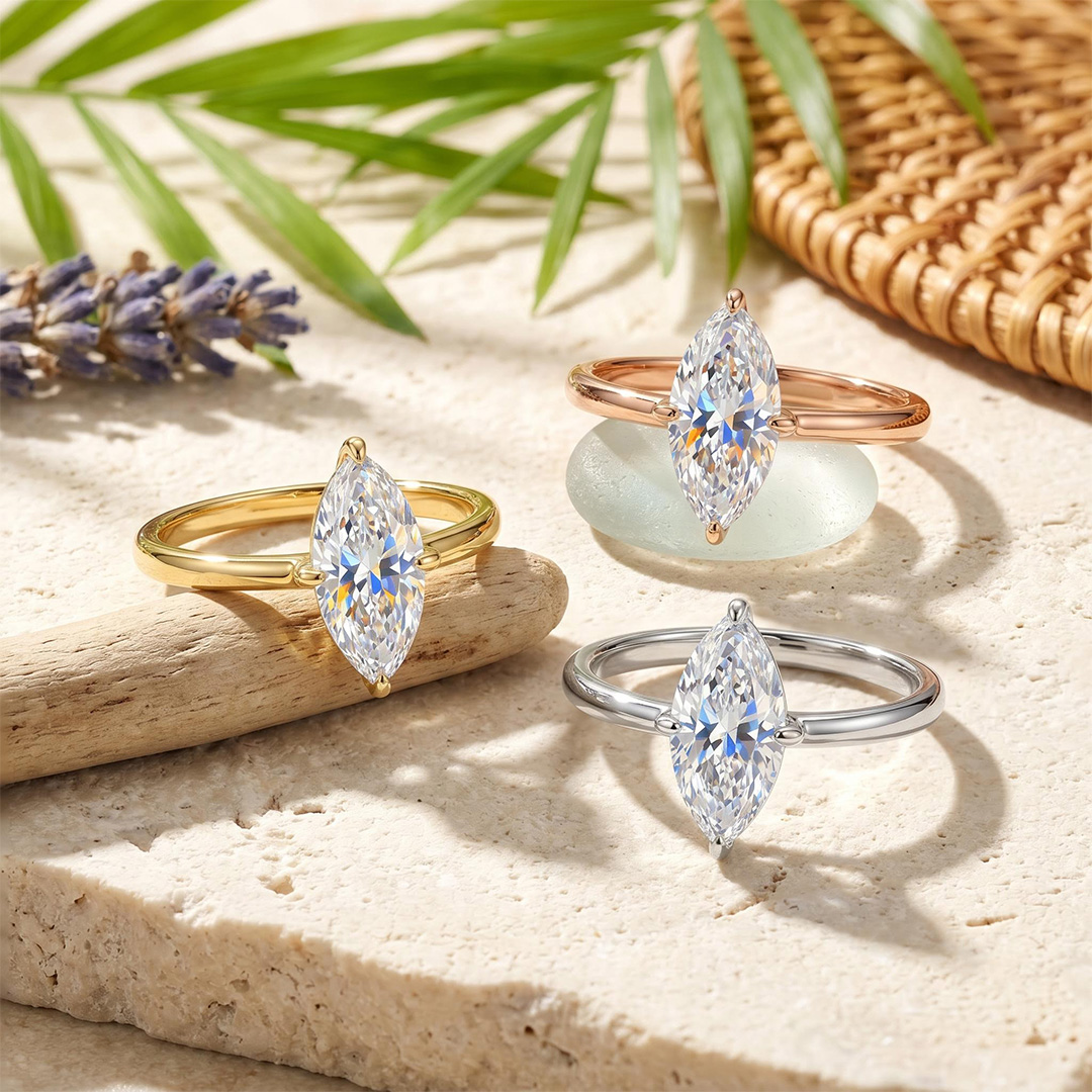 0.5ct - 5ct Solitaire Marquise Cut VVS Moissanite Engagement Ring 0.5ct - 5ct Solitaire Marquise Cut VVS Moissanite Engagement Ring