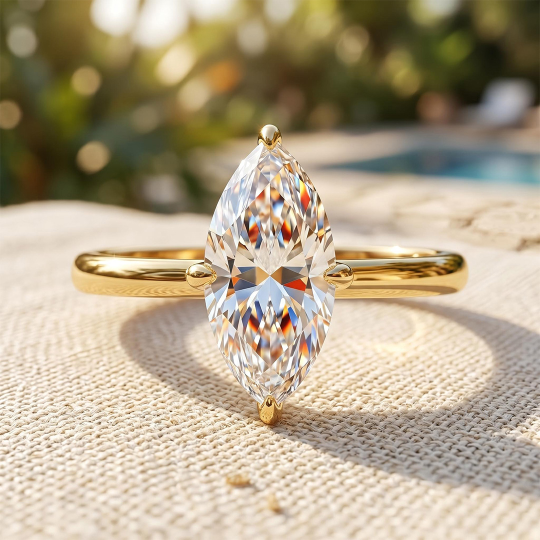 0.5ct - 5ct Solitaire Marquise Cut VVS Moissanite Engagement Ring 0.5ct - 5ct Solitaire Marquise Cut VVS Moissanite Engagement Ring