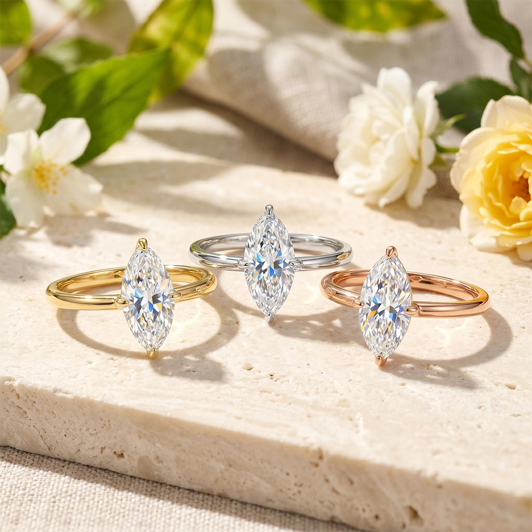 0.5ct - 5ct Solitaire Marquise Cut VVS Moissanite Engagement Ring 0.5ct - 5ct Solitaire Marquise Cut VVS Moissanite Engagement Ring