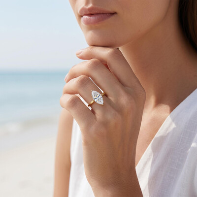 0.5ct - 5ct Solitaire Marquise Cut VVS Moissanite Engagement Ring