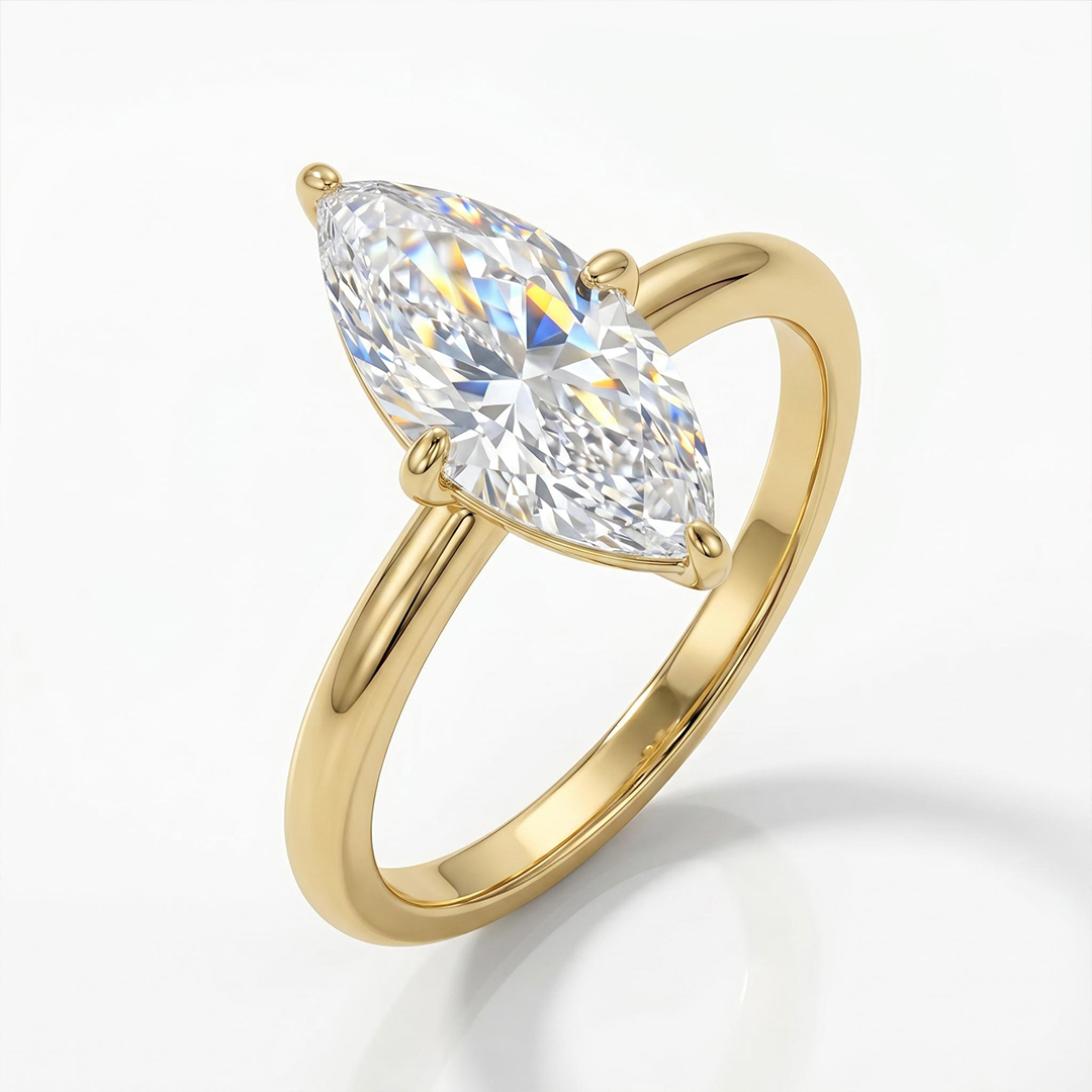 0.5ct - 5ct Solitaire Marquise Cut VVS Moissanite Engagement Ring 0.5ct - 5ct Solitaire Marquise Cut VVS Moissanite Engagement Ring