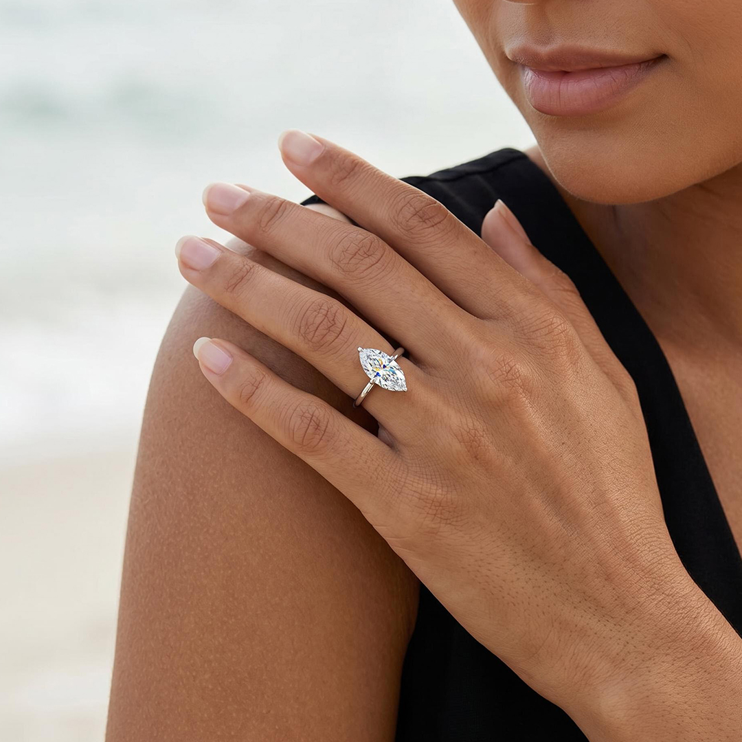 0.5ct - 5ct Solitaire Marquise Cut VVS Moissanite Engagement Ring 0.5ct - 5ct Solitaire Marquise Cut VVS Moissanite Engagement Ring