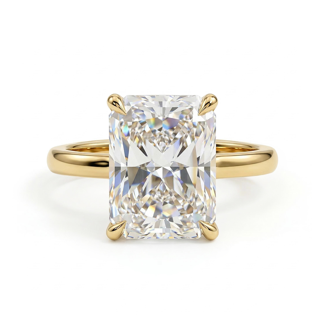 0.5ct - 5ct Solitaire Radiant Cut VVS Moissanite Engagement Ring