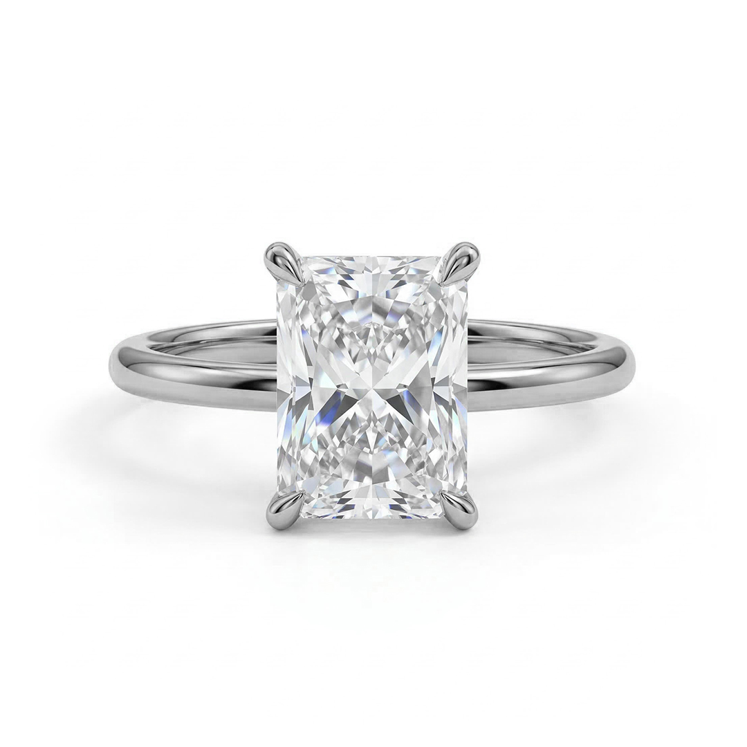 0.5ct - 5ct Solitaire Radiant Cut VVS Moissanite Engagement Ring
