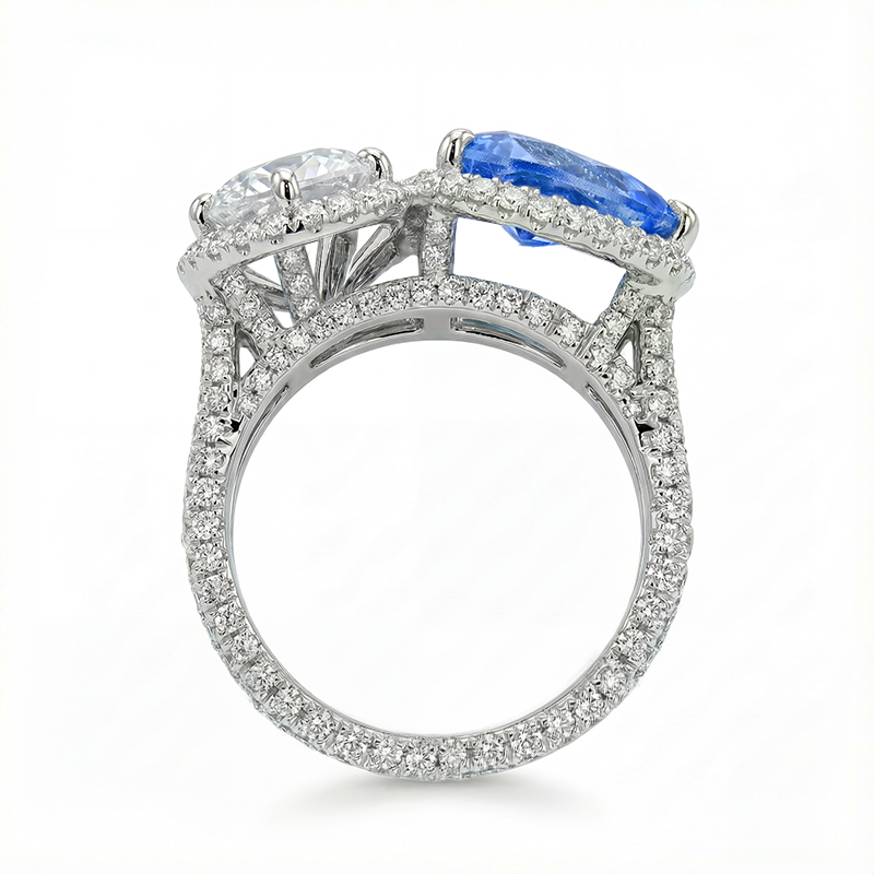 8.56CT Blue & White Heart Cut Diamond Halo Engagement Ring 8.56CT Blue & White Heart Cut Diamond Halo Engagement Ring