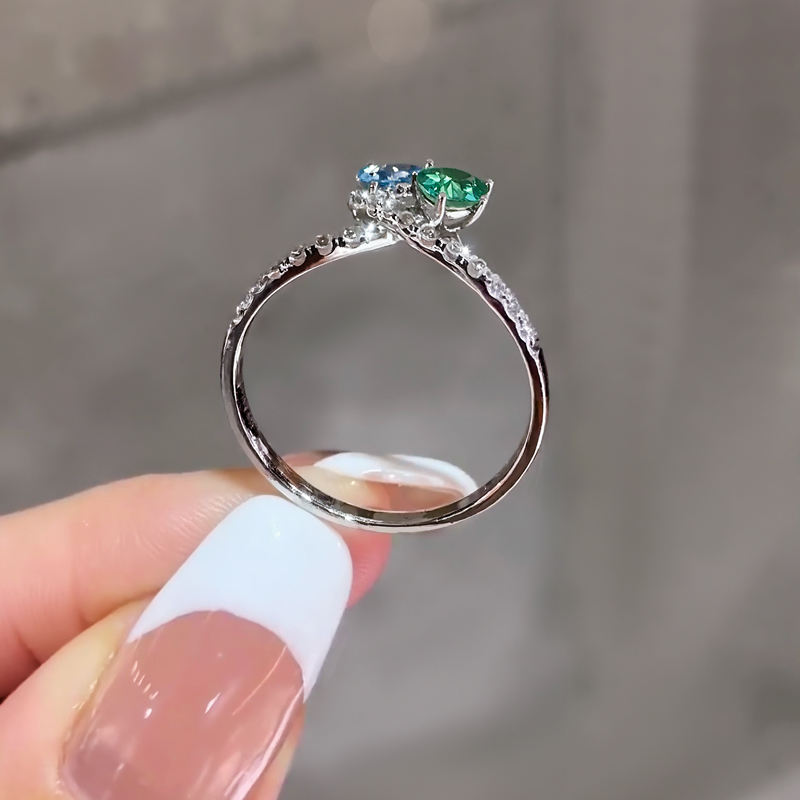 Elegant Dual Gemstone Ring with Sparkling Accents Elegant Dual Gemstone Ring with Sparkling Accents