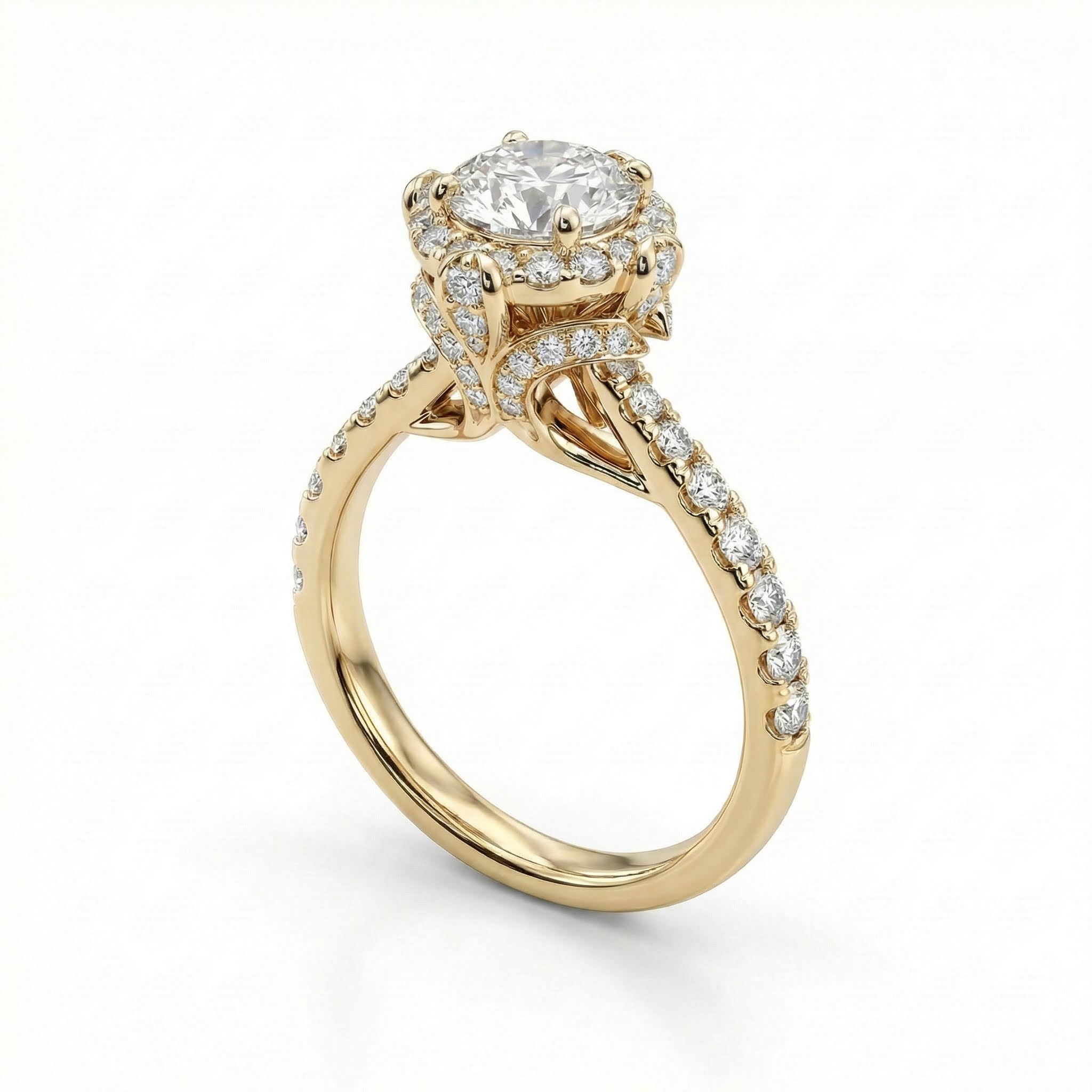 2.2CT Round Cut VVS Moissanite Halo Engagement Ring