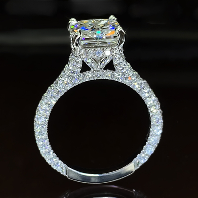 10.3CT Dazzling Radiant Cut VVS Moissante Pave Engagement Ring