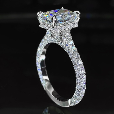 10.3CT Dazzling Radiant Cut VVS Moissante Pave Engagement Ring