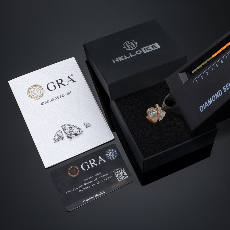 Luxury Cluster 5Ct Pear Cut VVS1 Moissanite Open Wide Rings