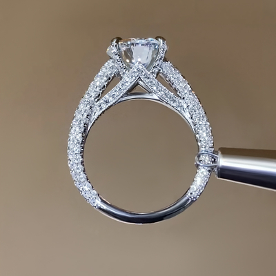 5.6CT Round Cut VVS Moissante Pave Engagement Ring