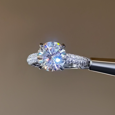 5.6CT Round Cut VVS Moissante Pave Engagement Ring