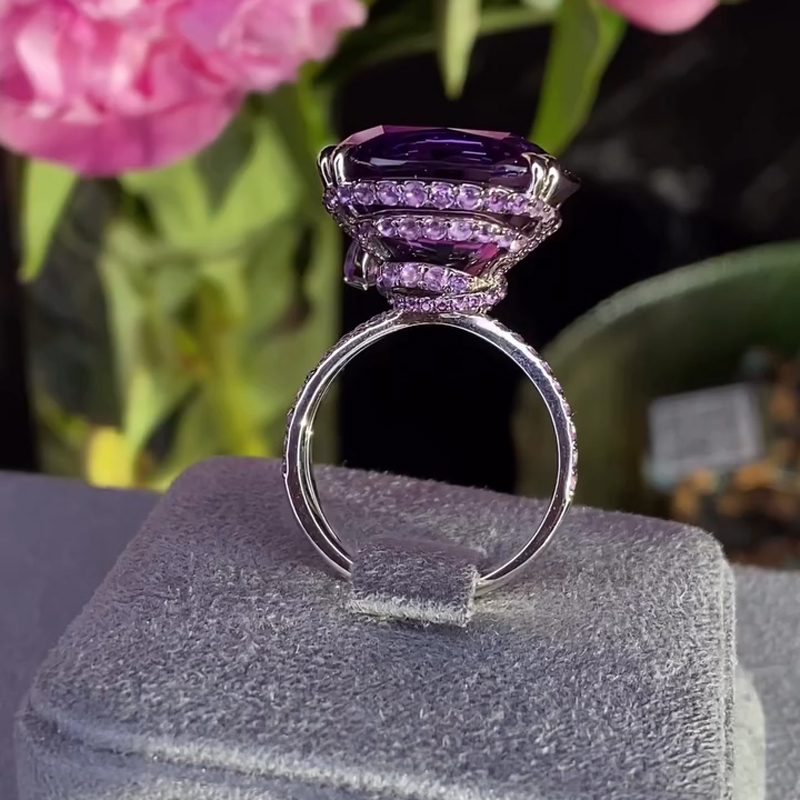 4.95CT Cushion Cut Purple Diamond Engagement Ring with Pear Cut Pendent 4.95CT Cushion Cut Purple Diamond Engagement Ring with Pear Cut Pendent