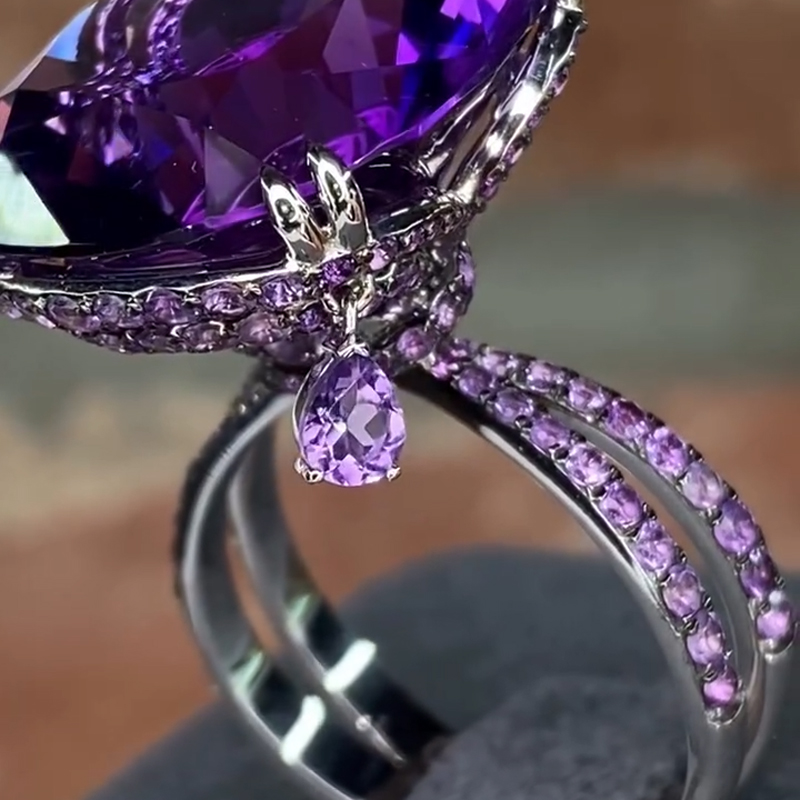 4.95CT Cushion Cut Purple Diamond Engagement Ring with Pear Cut Pendent 4.95CT Cushion Cut Purple Diamond Engagement Ring with Pear Cut Pendent