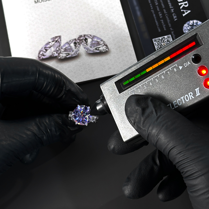 8.5CT Round Cut VVS Moissanite Six Prongs Engagement Ring Set