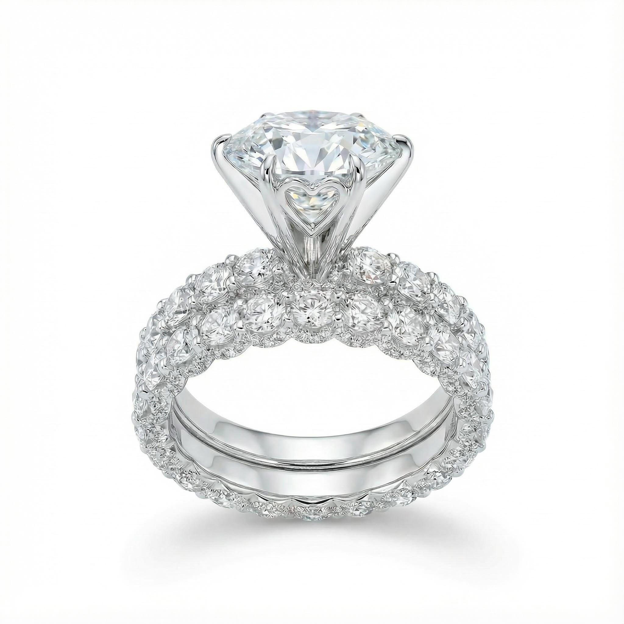 8.5CT Round Cut VVS Moissanite Six Prongs Engagement Ring Set 8.5CT Round Cut VVS Moissanite Six Prongs Engagement Ring Set