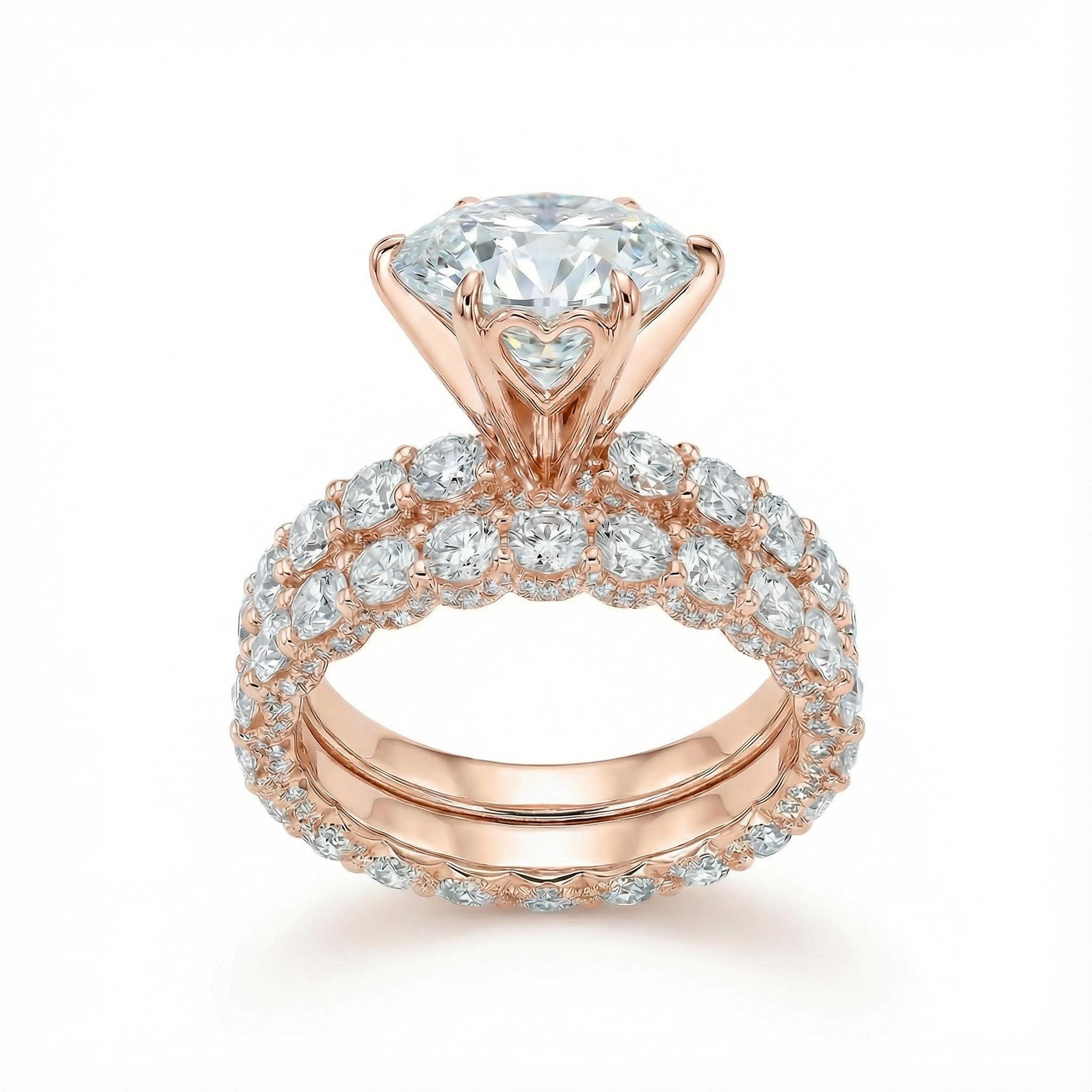 8.5CT Round Cut VVS Moissanite Six Prongs Engagement Ring Set 8.5CT Round Cut VVS Moissanite Six Prongs Engagement Ring Set