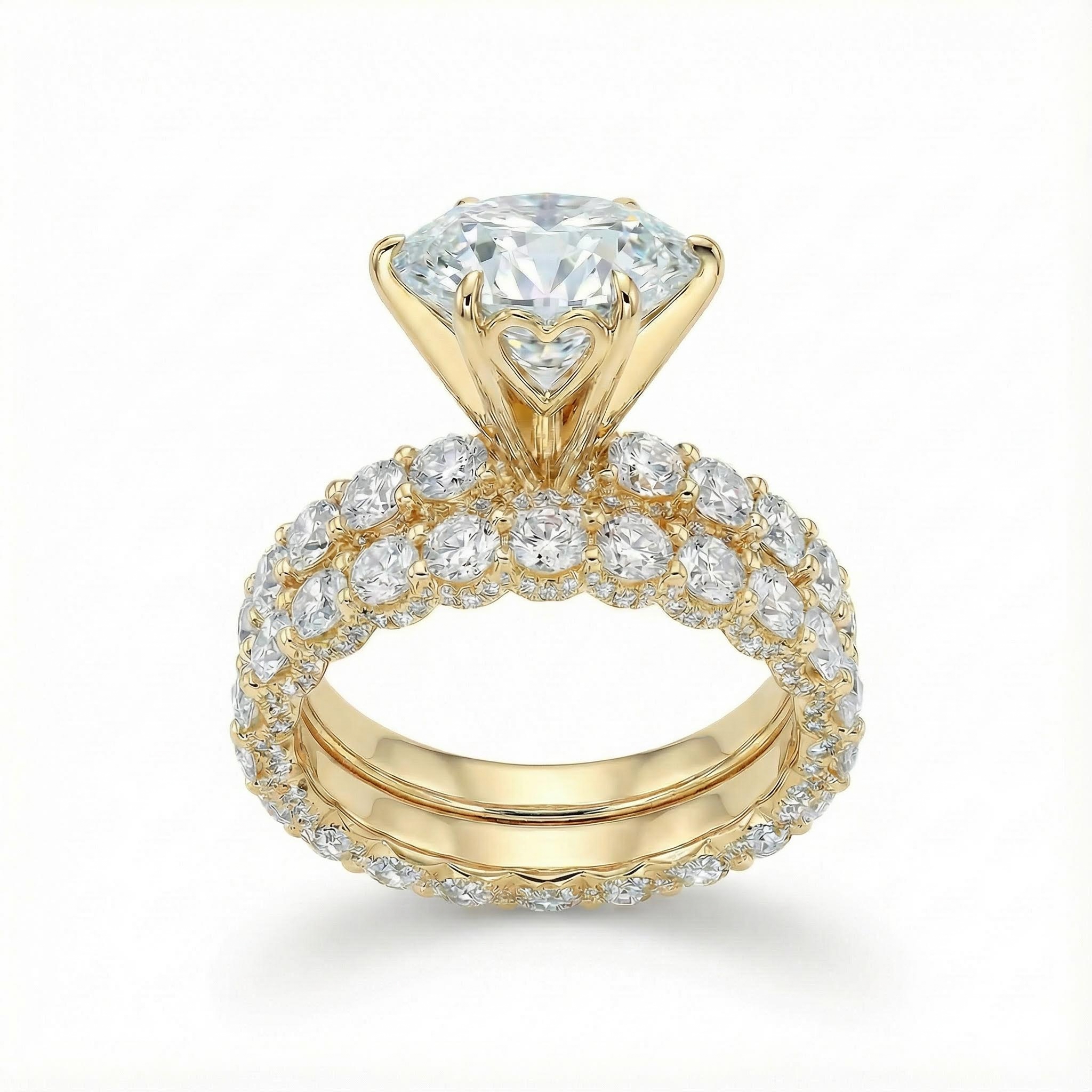 8.5CT Round Cut VVS Moissanite Six Prongs Engagement Ring Set 8.5CT Round Cut VVS Moissanite Six Prongs Engagement Ring Set