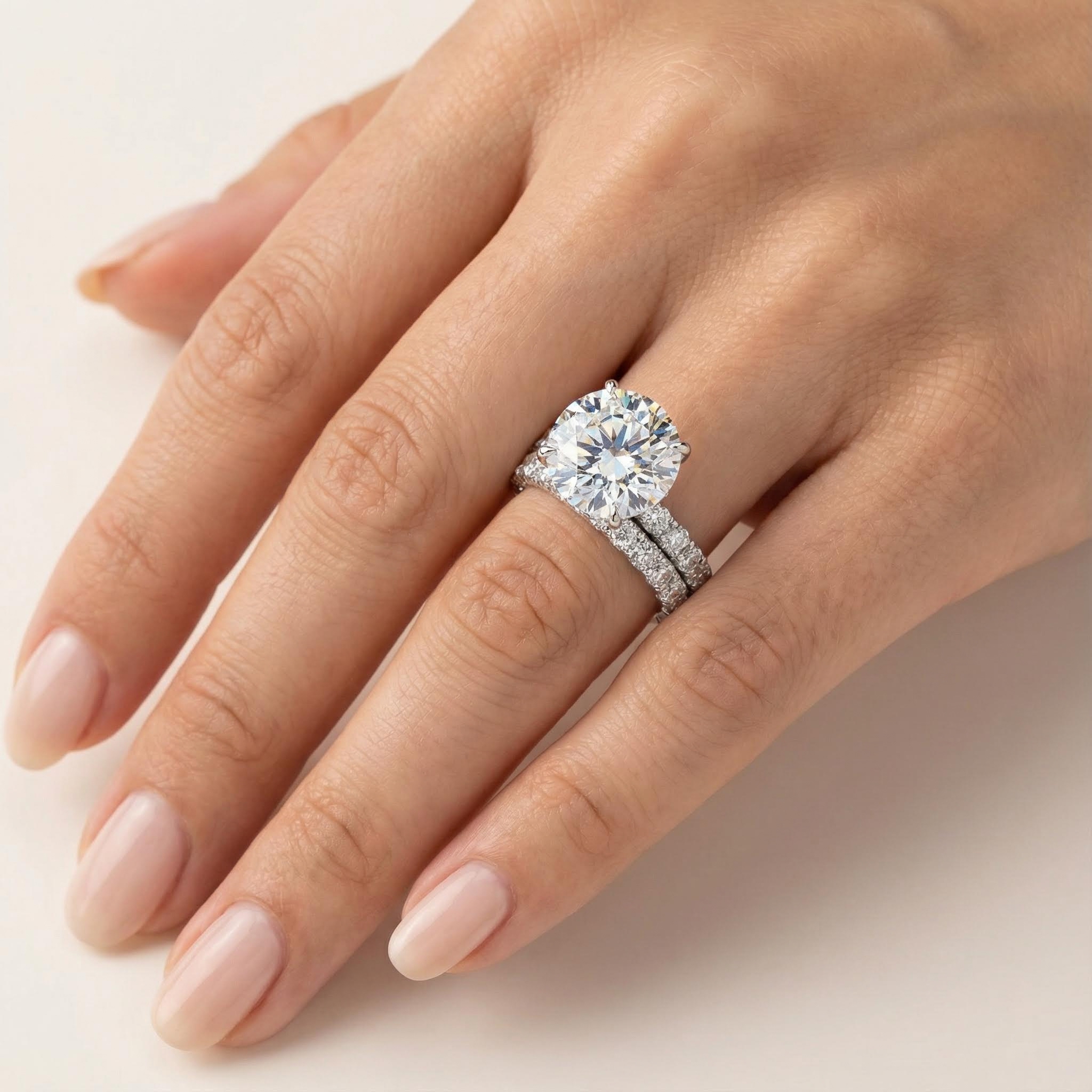 8.5CT Round Cut VVS Moissanite Six Prongs Engagement Ring Set 8.5CT Round Cut VVS Moissanite Six Prongs Engagement Ring Set