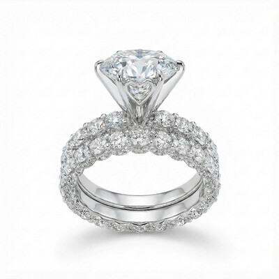 8.5CT Round Cut VVS Moissanite Six Prongs Engagement Ring Set 8.5CT Round Cut VVS Moissanite Six Prongs Engagement Ring Set