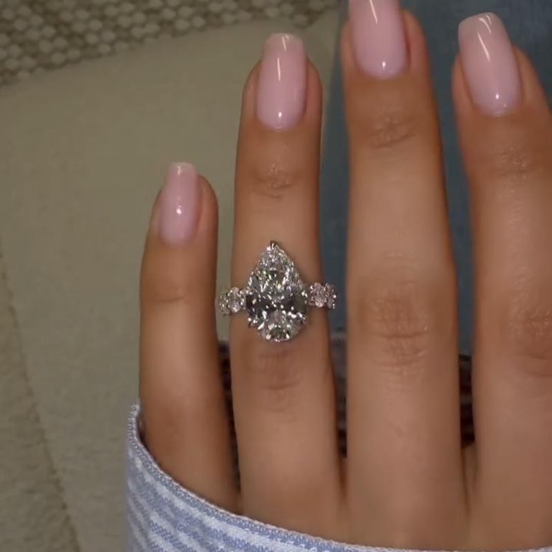 6.78CT Pear Cut VVS Moissanite Pave Engagement Ring 6.78CT Pear Cut VVS Moissanite Pave Engagement Ring
