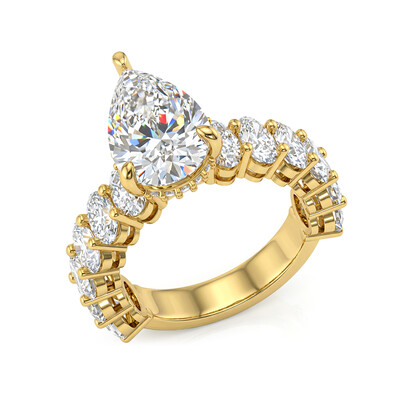 7.71ct. tw. Pear Cut VVS Moissanite Pave Engagement Ring