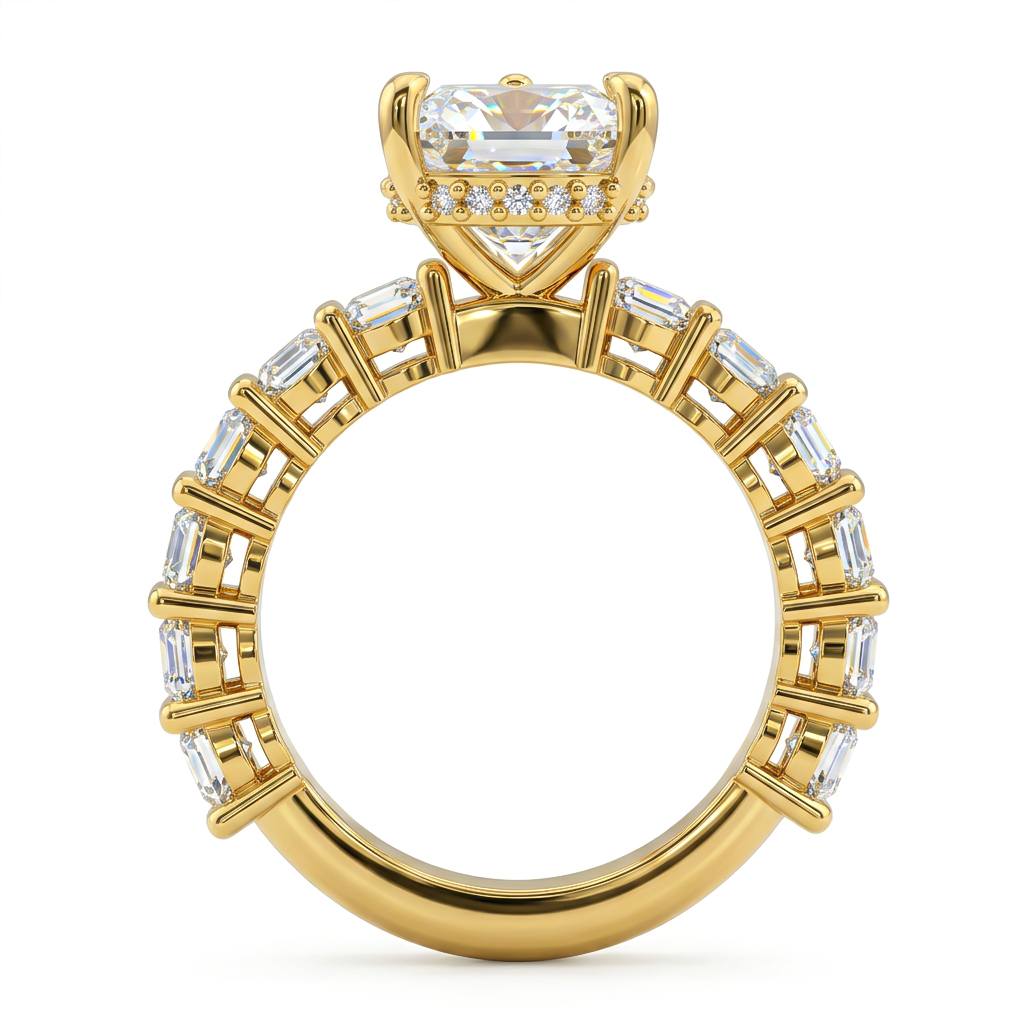 7.71ct. tw. Pear Cut VVS Moissanite Pave Engagement Ring