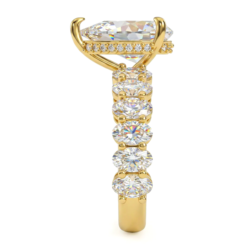 7.71ct. tw. Pear Cut VVS Moissanite Pave Engagement Ring