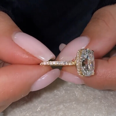 2.15CT Cushion Cut VVS Moissanite Pave Engagement Ring