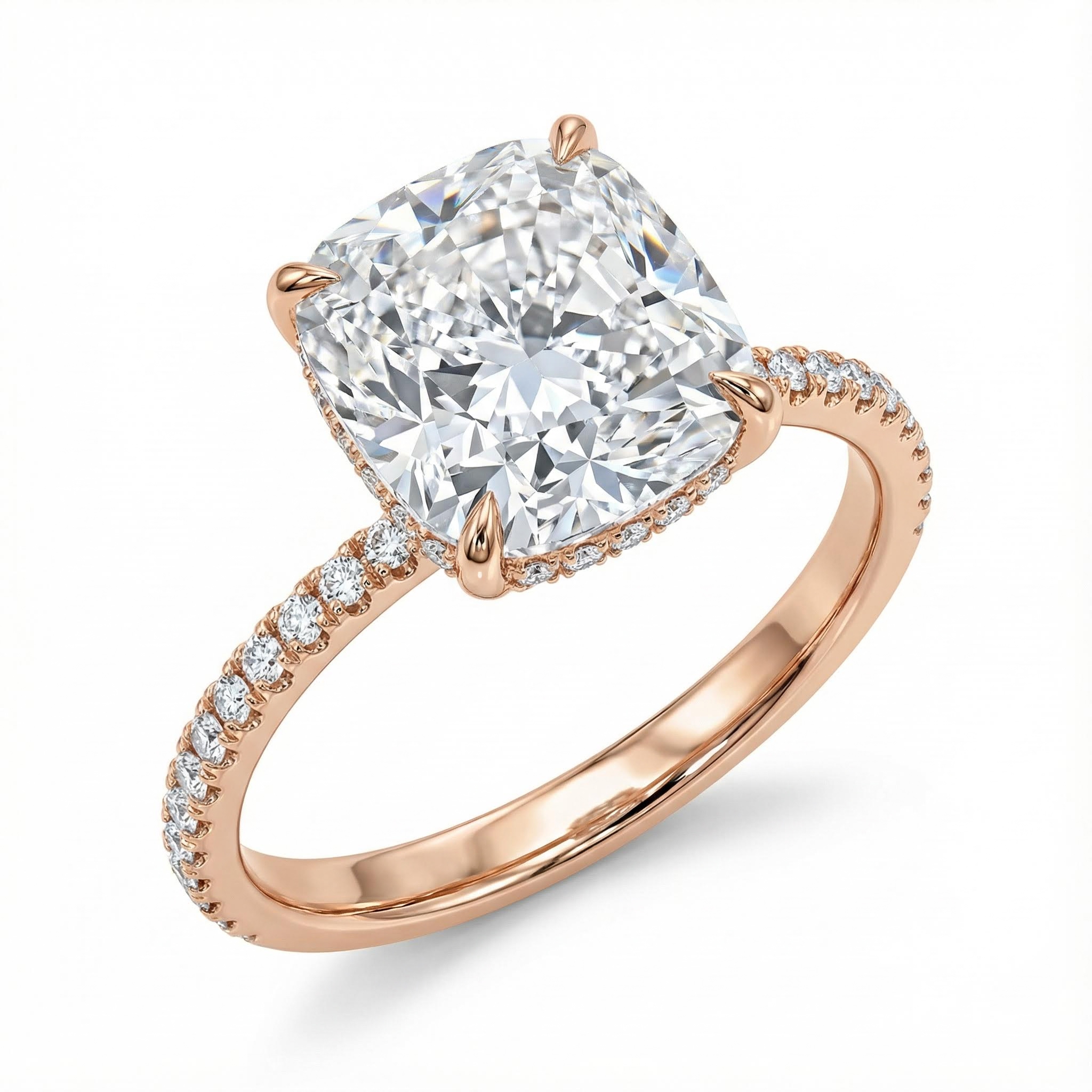 2.15CT Cushion Cut VVS Moissanite Pave Engagement Ring 2.15CT Cushion Cut VVS Moissanite Pave Engagement Ring