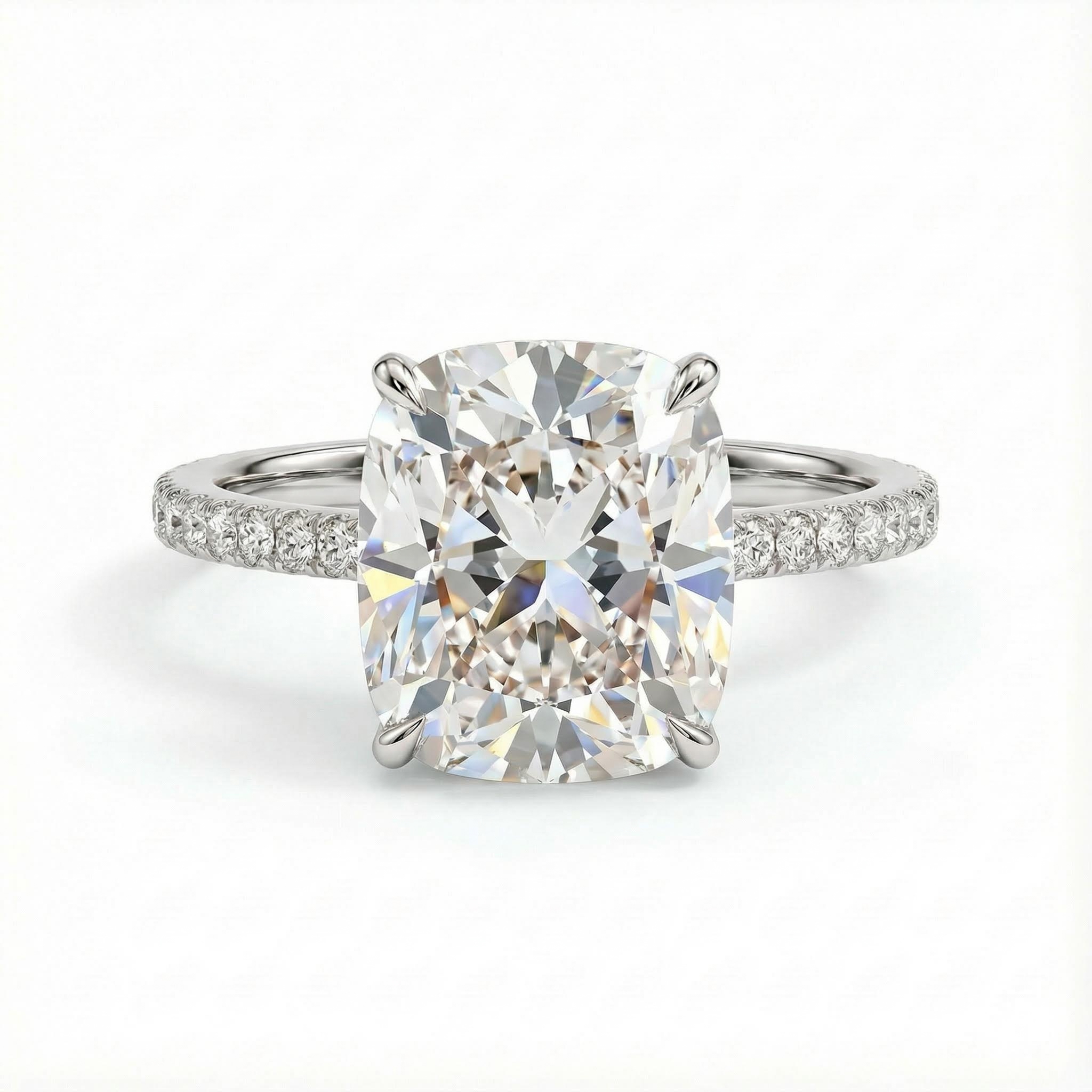 2.15CT Cushion Cut VVS Moissanite Pave Engagement Ring 2.15CT Cushion Cut VVS Moissanite Pave Engagement Ring