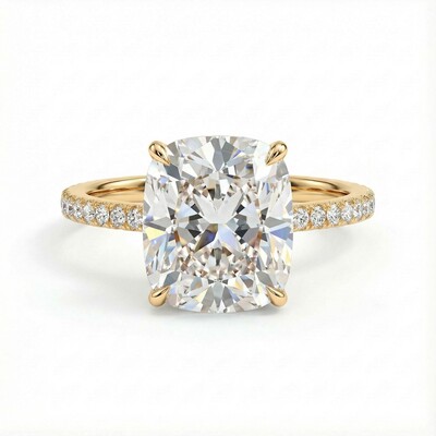 2.15CT Cushion Cut VVS Moissanite Pave Engagement Ring