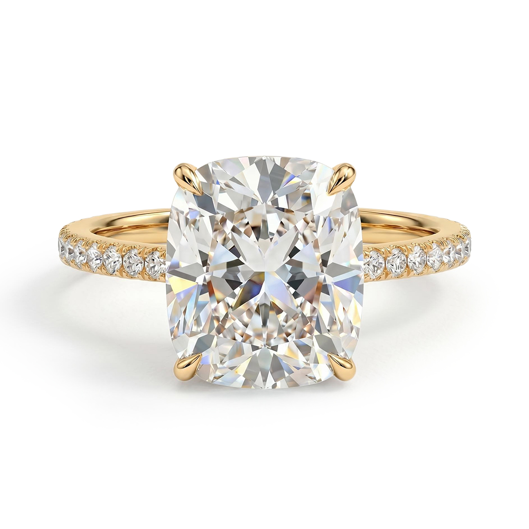 2.6ct. tw. Cushion Cut VVS Moissanite Pave Engagement Ring 2.6ct. tw. Cushion Cut VVS Moissanite Pave Engagement Ring